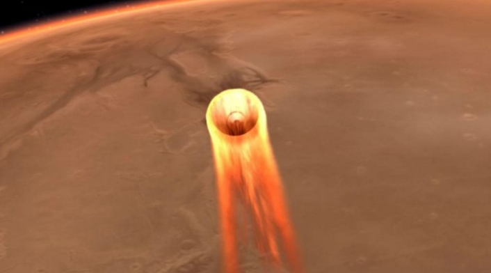 Entrada de la sonda InSight a Marte.