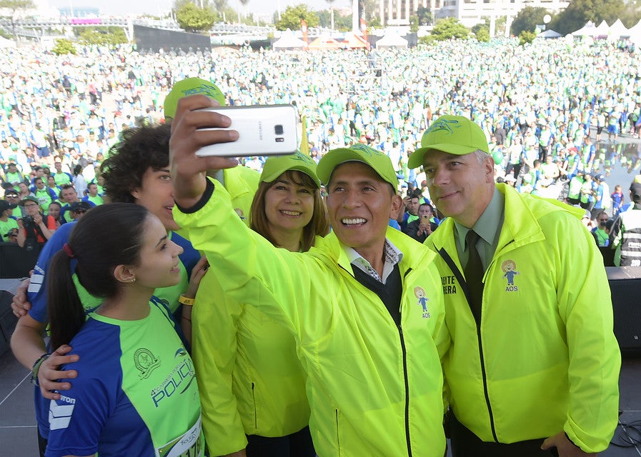 Nairo Quintana en la carrera organizada por la Policía Nacional