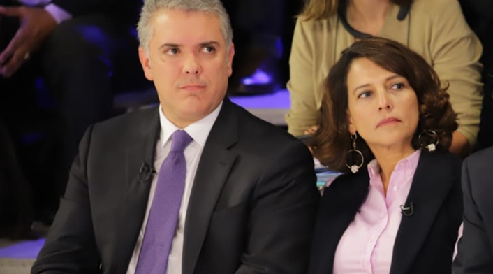 El presidente Iván Duque junto a Nancy Patricia Gutiérrez, ministra del Interior. El presidente Iván Duque junto a Nancy Patricia Gutiérrez, ministra del Interior