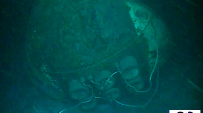 El submarino Ara San Juan en el lecho marino del Atlántico Sur, a 900 metros de profundidad