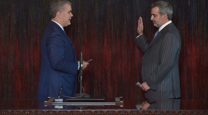 Presidente Iván Duque con Juan Pablo Liévano Vegalara nuevo superintendente de Sociedades