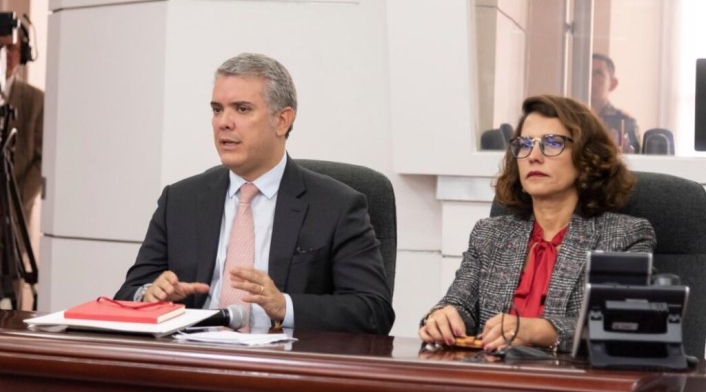 Presidente Iván Duque y la ministra del Interior Nancy Patricia Gutiérrez