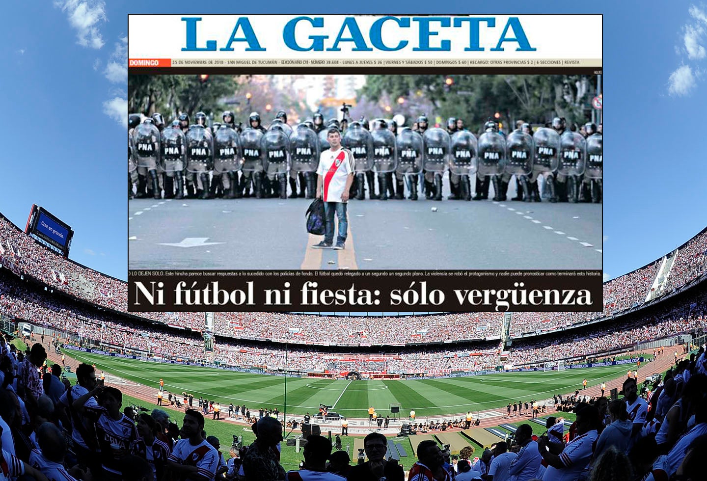 La porta da la Gaceta montada en el estadio Monumental de Núñez La porta da la Gaceta montada en el estadio Monumental de Núñez