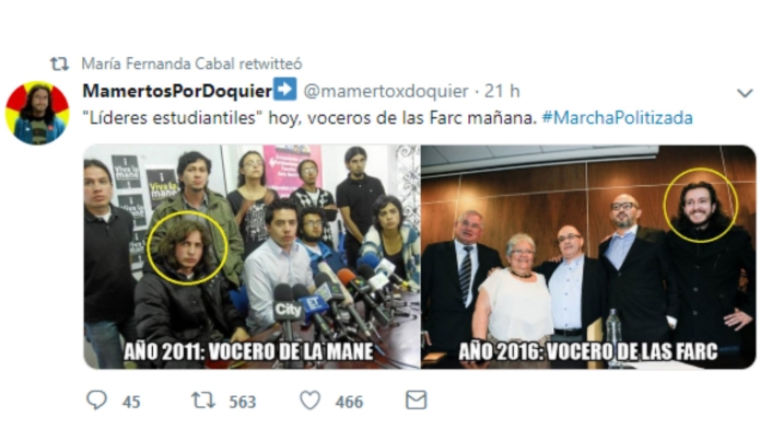 El trino de María Fernanda Cabal contra Jairo Rivera