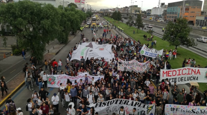 Marcha de estudiantes en Bogotá