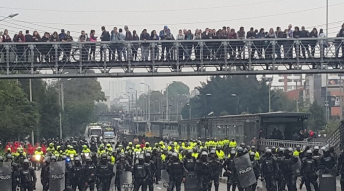Así se desarrolla las marchas en Bogotá
