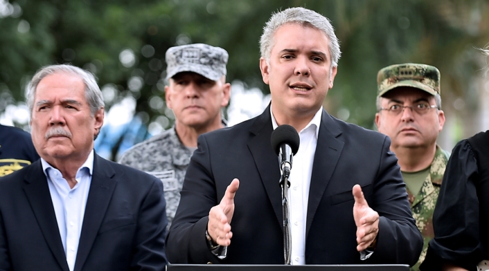 Iván Duque durante consejo de seguridad, en Cali