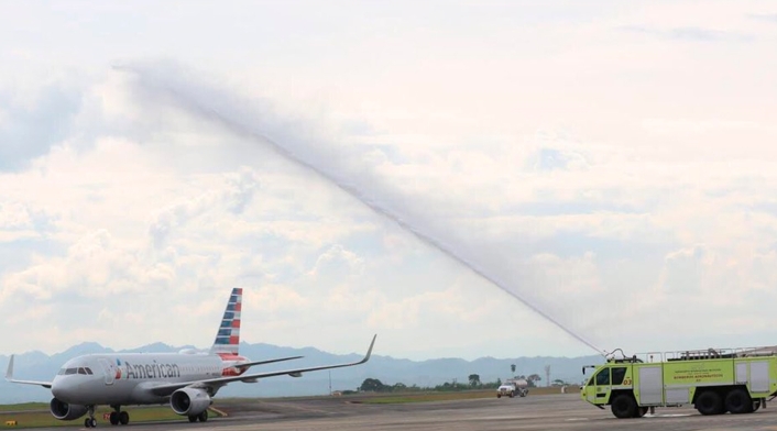 El vuelo de American Airlines llegando a Pereira, procedente de Miami