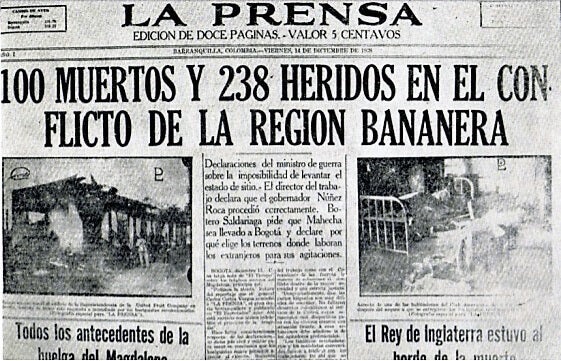 Periódico que registró la noticia de la masacre