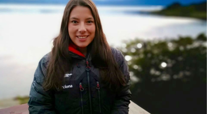 Carolina García en la expedición de la Antártida.