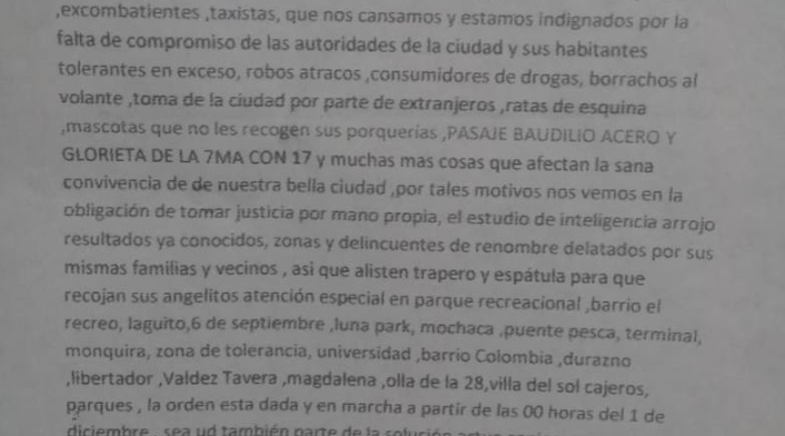 Investigan procedencia de panfleto en Sogamoso Boyacá