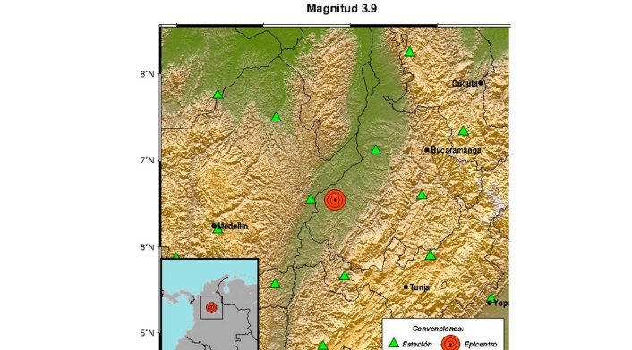 Servicio geológico colombiano reportó sismo en Santander.