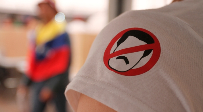 La camiseta que porta un ciudadano venezolano residente en Bogotá La camiseta que porta un ciudadano venezolano residente en Bogotá
