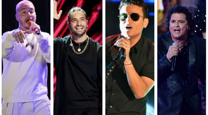 J Balvin, Maluma, Silvestre Dangond y Carlos Vives