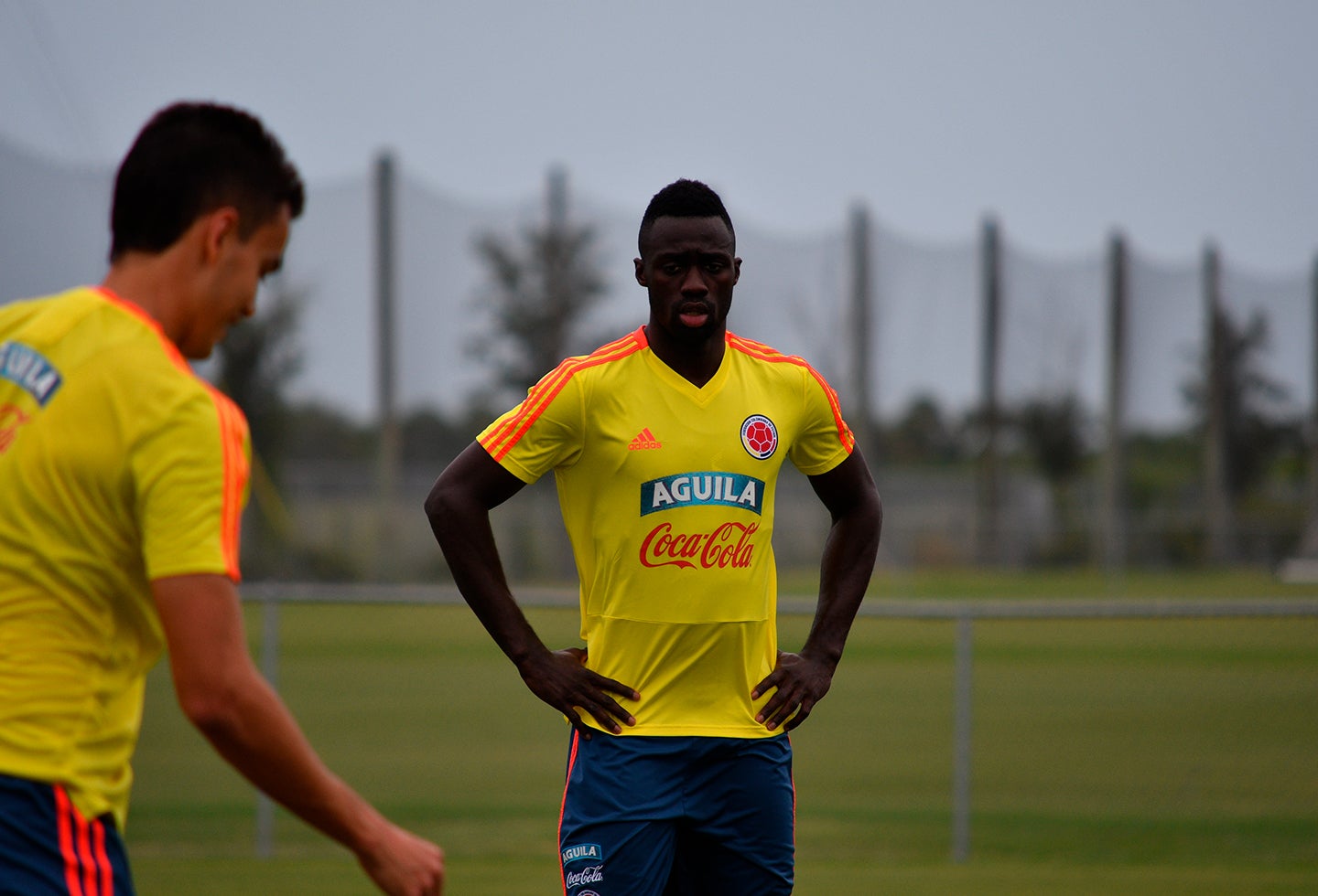 Dávinson Sánchez entrenando con la Selección Colombia en Estados Unidos, el 8 de octubre de 2018