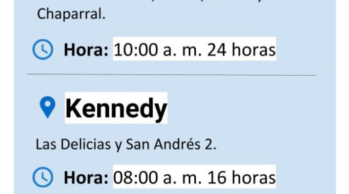 Cortes de agua miércoles 23 de enero