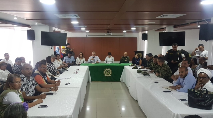 Reunión celebrada en el Comando de la Policía Metropolitana de Santa Marta