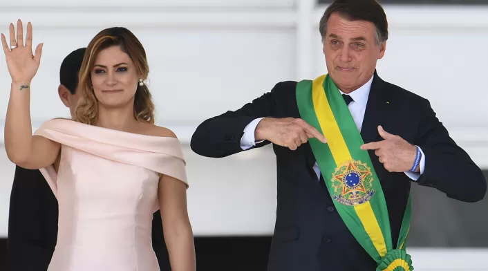 Michelle Bolsonaro y Jair Bolsonaro, primera dama y presidente de Brasil, respectivamente, en Brasilia