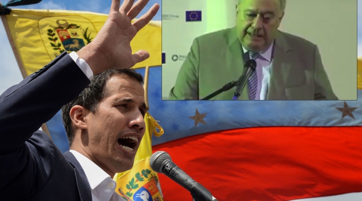 Juan Guaido, presidente encargado de Venezuela (izq) y Humberto Calderón Berti, embajador de Venezuela en Colombia (der)