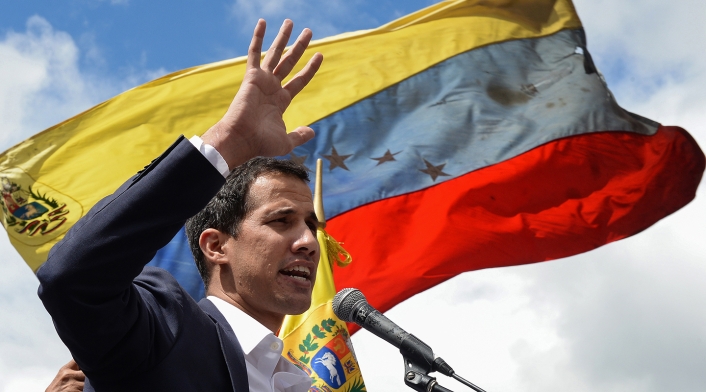 Juan Guaidó, autoproclamado presidente interino de Venezuela, en Caracas