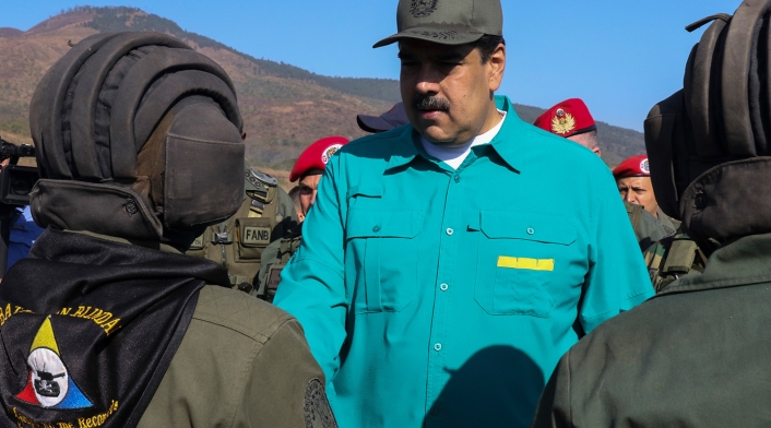 Nicolás Maduro, presidente de Venezuela, en Naguanagua, Carabobo, junto a sus Fuerzas Militares.