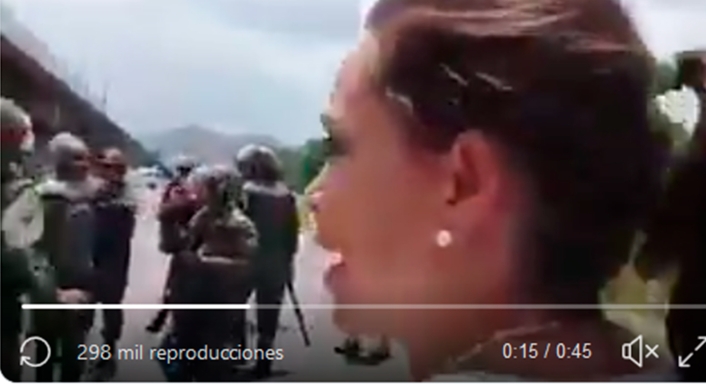 María Corina Machado increpando a los militares venezolanos