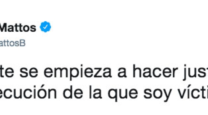 Así escribió Carlos Mattos al conocer que levantaron la orden de captura internacional en su contra. Así escribió Carlos Mattos al conocer que levantaron la orden de captura internacional en su contra.