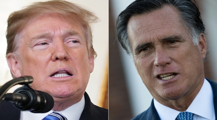 Donald Trump y Mitt Romney Mitt Romney acusó a Trump de causar "consternación" en todo el mundo.