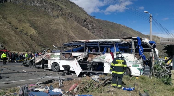 La zona del accidente de bus en Ecuador.