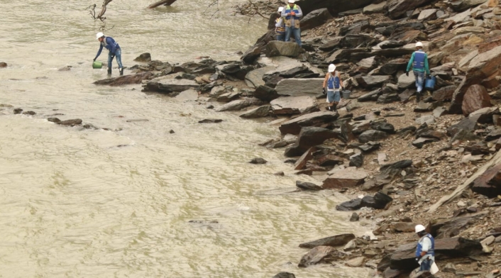 El rescate de peces en el río Cauca hecho por empleados de EPM