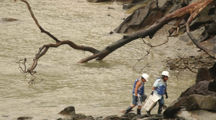 El rescate de peces en el río Cauca hecho por empleados de EPM