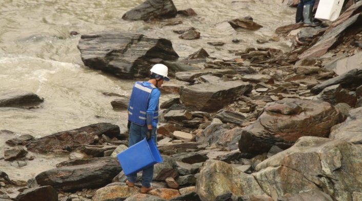 El rescate de peces en el río Cauca hecho por empleados de EPM