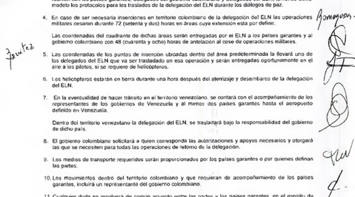 Protocolo firmado por el gobierno Santos y el ELN en Cuba