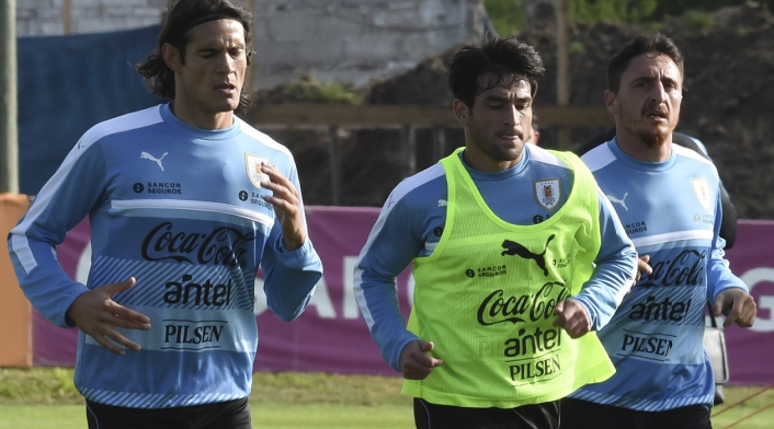 Nicolás Lodeiro entrenando con la Selección de Uruguay