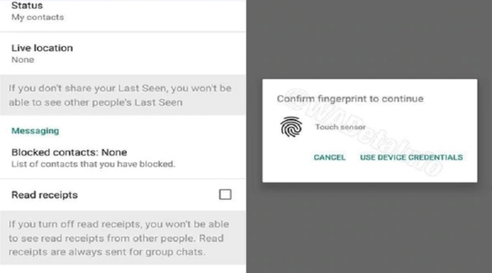 WhatsApp bloqueo dactilar