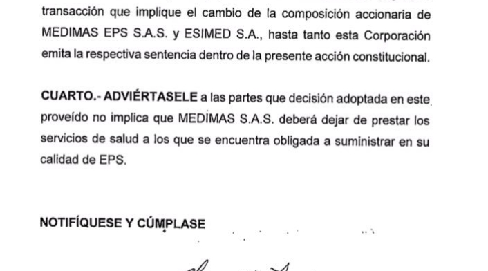 Fallo detiene venta de Medimás.