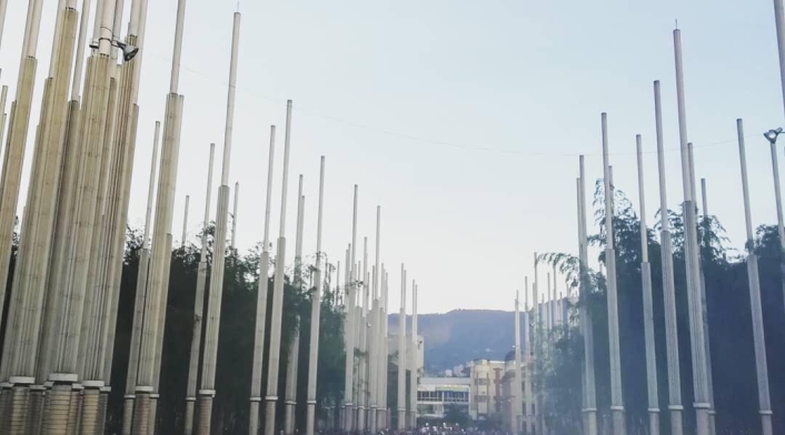 Protesta de venezolanos en el Parque de las Luces en Medellín