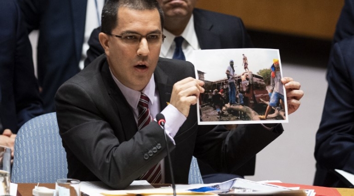 El ministro de Relaciones Exteriores de Venezuela, Jorge Arreaza, ante la ONU