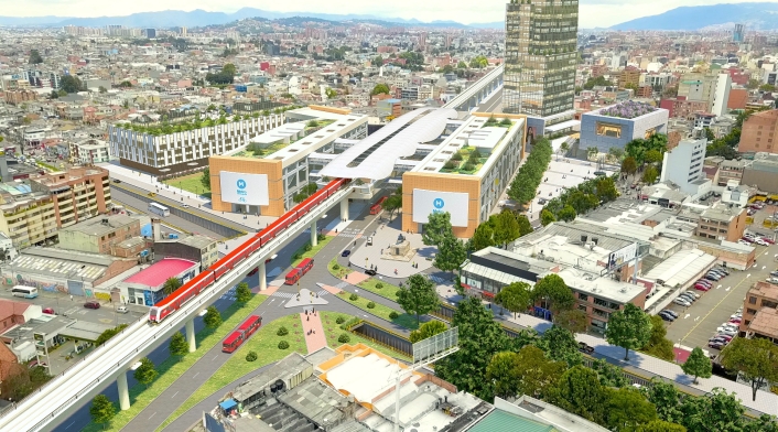 Render metro de Bogotá sobre la Calle 72