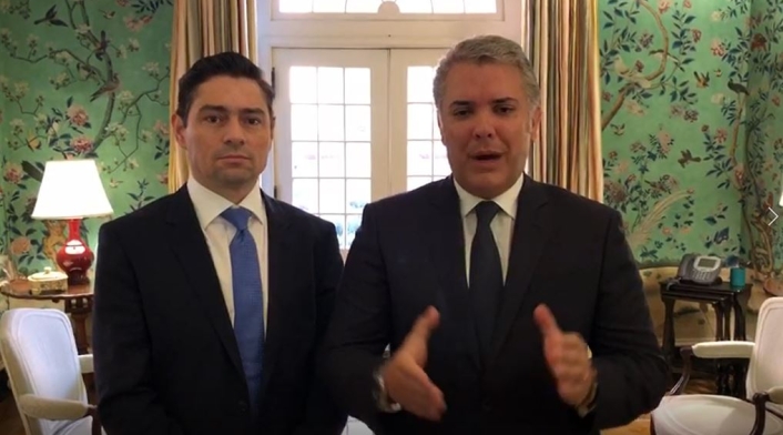 Presidente Iván Duque y el embajador Carlos Vecchio