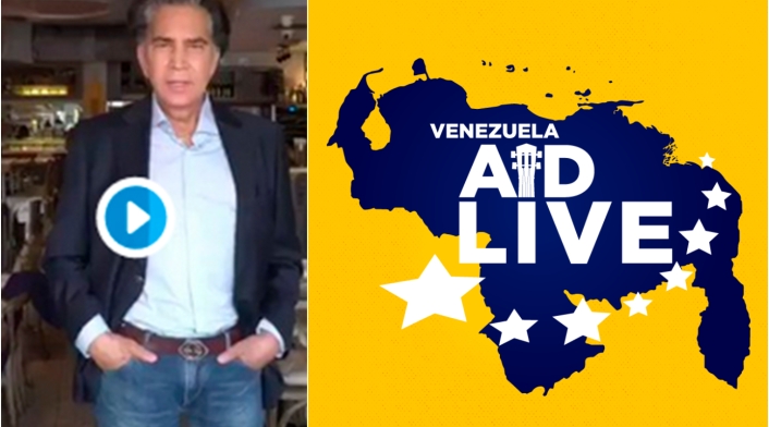 José Luis Rodríguez, conocido como El Puma, anunciando su participación en el concierto Venezuela Aid Live