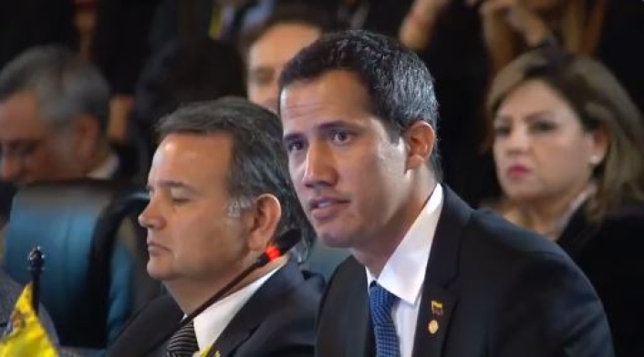 Juan Guaidó interviene en la reunión del Grupo de Lima, en Bogotá