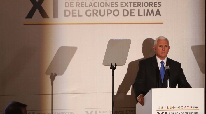 Mike Pence, vicepresidente de EE.UU., intervino en el Grupo de Lima, en Bogotá