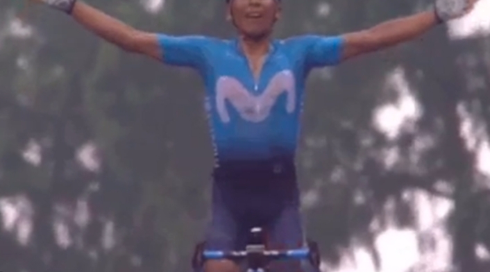 Nairo Quintana celebrando su triunfo de etapa en el Tour Colombia 2.1 Nairo Quintana celebrando su triunfo de etapa en el Tour Colombia 2.1