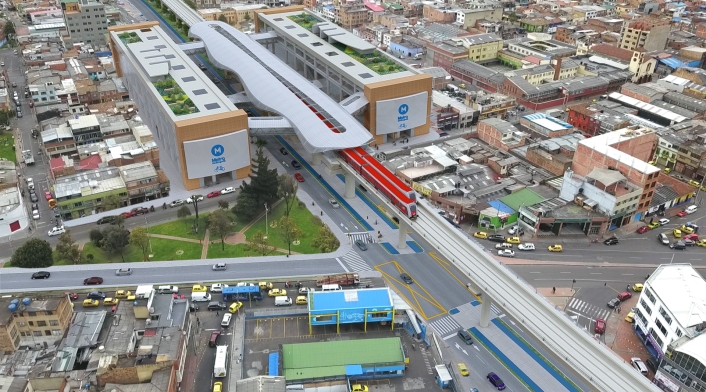 Render metro de Bogotá sector Nariño