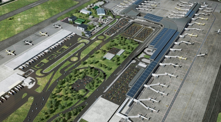 Los paneles solares antireflejo en el techo del Aeropuerto El Dorado, en Bogotá