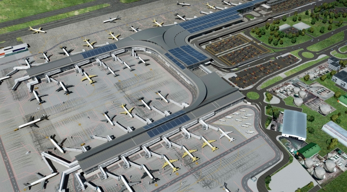 Los páneles solares del Aeropuerto El Dorado, con sistema de resistencia que le permite soportar fuertes ráfagas de viento