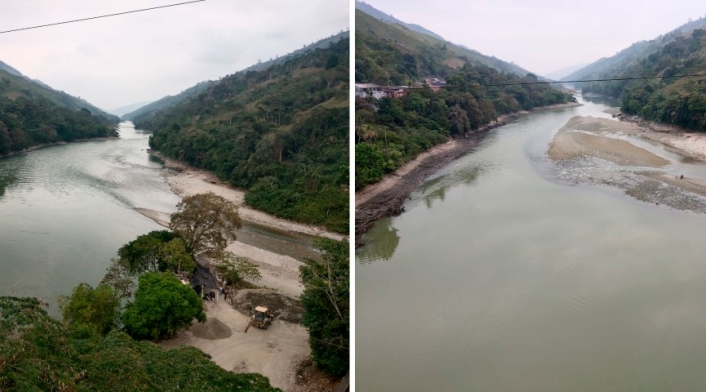 Así se veía el caudal del río Cauca la mañana de este 6 de febrero de 2019 a la altura de Puerto Valdivia, en el departamento de Antioquia, tras el cierre de la segunda compuerta en el proyecto de Hidroituango