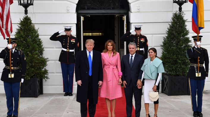 Donald Trump, Melania Trump, Iván Duque y María Juliana Ruiz en la Casa Blanca, en Washington Donald Trump, Melania Trump, Iván Duque y María Juliana Ruiz en la Casa Blanca, en Washington