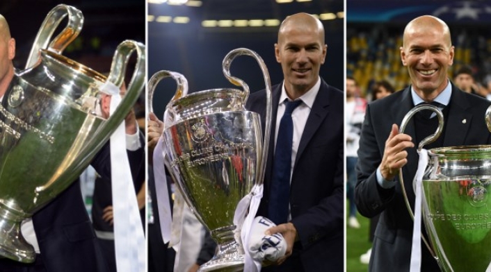 Zinedine Zidane, técnico francés, con las tres Champions consecutivas ganadas con el Madrid